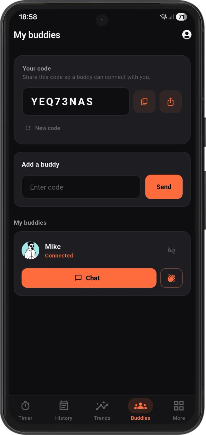 Temper fasting buddy screen